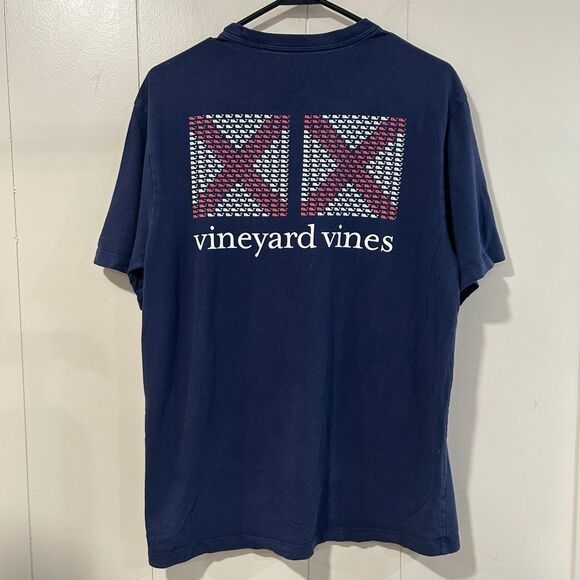 Vineyard Vines Classic Whale Tee Navy Blue Size Small 100% Cotton Preppy Coastal - Picture 2 of 5